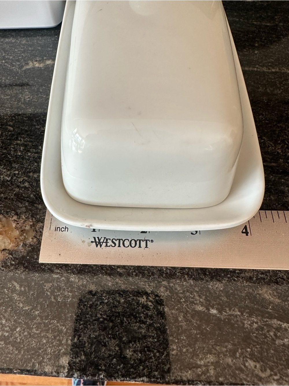 White Ceramic Butter Dish with Lid - Picture 6 of 6